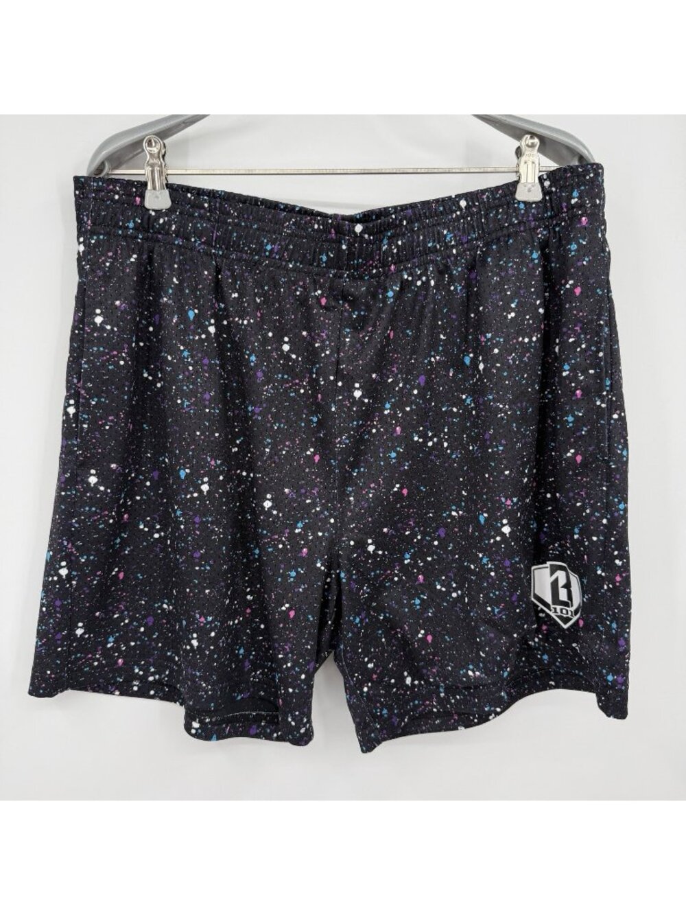 Baseball Lifestyle 101 Mesh Athletic Shorts Size L Men’s Black Splatter Paint